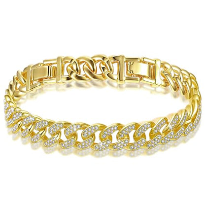 Batiyeer Women's Ankle Bracelets Cuban Link Chain Anklets Adjustable Chunky Anklets with Detachable Extender Rhinestone Bling Jewelry Gifts - color: Gold, size: 12 Mm, 9+2 Inches