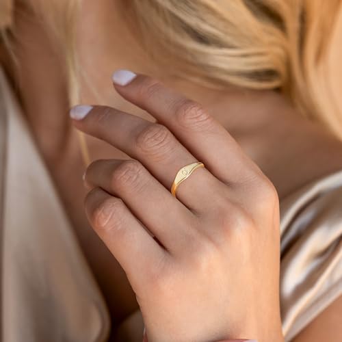 Initial Rings for Women Men - Dainty 14K Gold Plated Signet Rings, Open Adjustable Letter & Heart Ring Jewelry, Christmas Stocking Stuffers Birthday Gifts for Women - style: A'