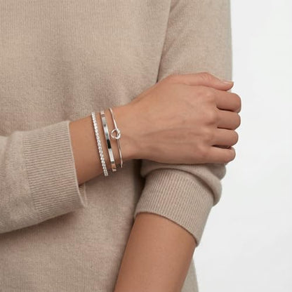 925 Sterling Silver Bracelets for Women Stack, Trendy Tennis Bangle Cuff Jewelry Set 14K Gold Plated, Adjustable Bracelet Set for Wrist Essentials, Women Fashion Watch Band Acecessories - style: Bracelet_3pcs(Dainty Tennis Set1-Silver)