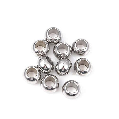 Stainless Steel Spacer Beads 12x8mm Round Loose Charm Caps Beads for DIY Jewelry Making 10pcs with 6.5mm Hole - color: 12x8mm 6.5mm