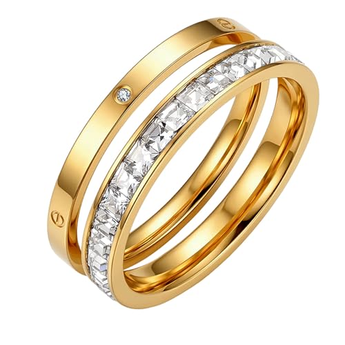 Stackable 2-Ring Set for Women, Daily Commute, Date & Couple - color: Gold