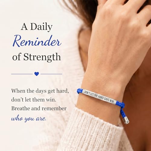 Frodete Dont Let The Hard Days Win Bracelet Inspirational Gifts for Women Adjustable Braided Tube Bracelet Gifts for Friends - color: A8:dark blue