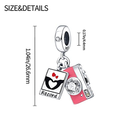KUNSIR Charms Beads fits Pandora Charm bracelets for Woman 925 Sterling Silver Dangle Pendant Bead Jewelry Beads Gifts Happy Birthday Charms for Women Bracelet&Necklace - style: Camera and Photo Album Charm