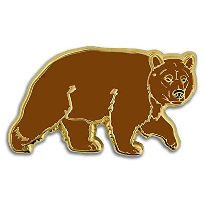 PinMart Wild Animal Enamel Lapel Pin - color: Brown Grizzly Bear Gold Plated, size: 5 Pack