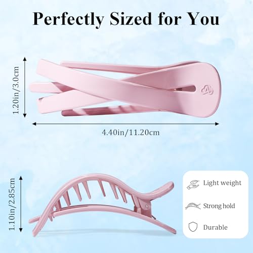 Large Flat Hair Clips for Women, French Claw Clips for Thick Hair | Strong Hold Hair Clips for Styling, Driving, Daily Wear | White, Pink, Purple, Green - color: White, Pink, Purple, Green