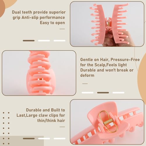 4 Pack Silicone Flexible Hair Claw Clips - Nonslip Large Bendable Soft Claw Clip for Women, Silicone Hair Clips Hair Accessories - color: Pink+White+Pink+White