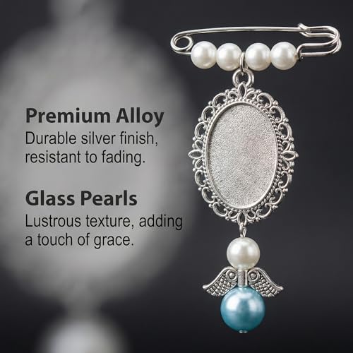 NIIIYTYB Wedding Bouquet Photo Charms for Bride Something Blue Memory Pendant Memorial Charm Pins for Bridal Bouquets Picture Ideas for Wedding Remembrance Photo Charm for Loved Ones