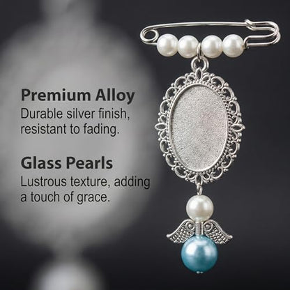 NIIIYTYB Wedding Bouquet Photo Charms for Bride Something Blue Memory Pendant Memorial Charm Pins for Bridal Bouquets Picture Ideas for Wedding Remembrance Photo Charm for Loved Ones