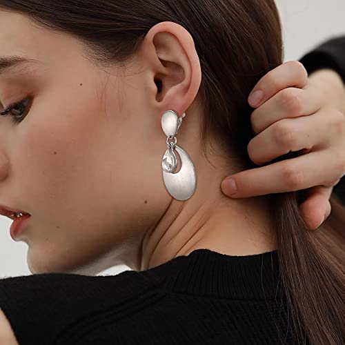 FANZE 2-3 Pairs Clip on Earrings Drop Earrings Set,Big Matte Gold Earrings Statement Earrings Jewelry Gift for Women - color: set-14