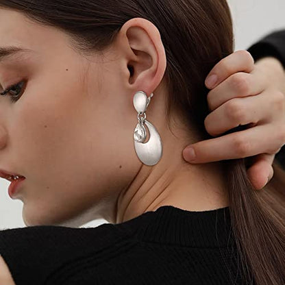 FANZE 2-3 Pairs Clip on Earrings Drop Earrings Set,Big Matte Gold Earrings Statement Earrings Jewelry Gift for Women - color: set-14