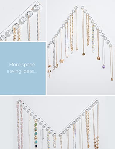 Mymazn 2 Pack Acrylic Necklaces Holder Hanging Jewelry Organizer Wall Mounted Necklace Hangers with 12 Hooks, Clear Jewelry Hangers for Necklace Organizer for Girls Women, Necklace Hooks for Wall | Acrylic Jewelry Hanger with 12 Hooks, Jewelry Hooks for N