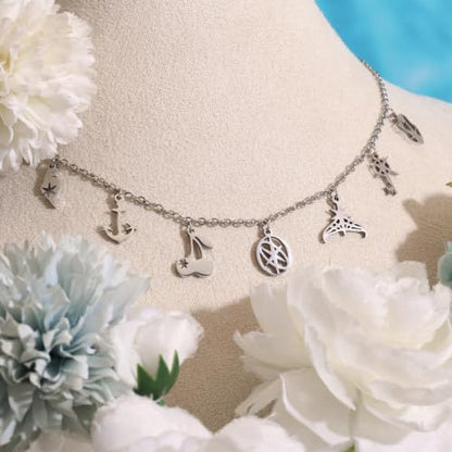 Inspired Necklace with 7 Charms Stainless Steel Pendant Women Jewelry Chain | for Katseye The Wild World Tour Concert Chain Jewelry Accessory Merch Gift