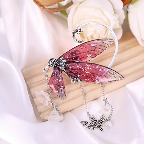 Ear Cuffs for Women, Hook without Pierced Ear Bone Clip Climber Earrings, Butterfly Shaped Ear Clip Wrap Around Earring No Piercing Cuff Earrings for Women - color: Purple