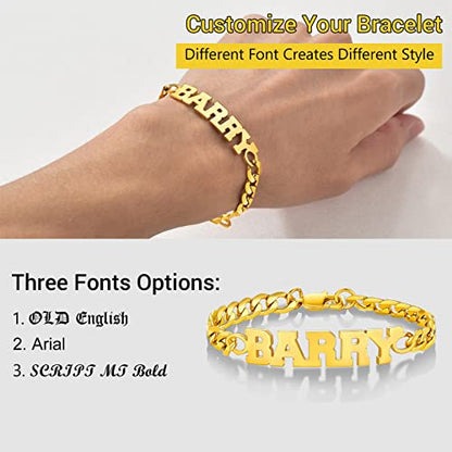 PROSTEEL Bracelets for Men, Figaro/Cuban Mens Bracelet, Silver/Gold/Black | 6/9/13mm Width, 7.5/8.3/9" Length, Stainless Steel Mens Bracelet, Durable & Non Tarnish, Chunky Jewelry with Gift Box - style: H 6mm-Cuban-Gold-Custom