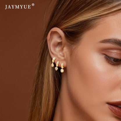3Pcs Dangle Earrings for Women 14K Gold/Silver small Drop Earring Huggie Hoop Hypoallergenic Cubic Zirconia Cute Charm Non Tarnish Teardrop Trendy Jewelry Gifts for Women - color: Gold