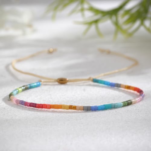 Adjustable Miyuki Beaded Bracelet for Women, Double Row Miyuki Beads | Miyuki beads, adjustable fit, braided construction, double-row design, party styling, bracelet jewelry for casual styling - color: colors05