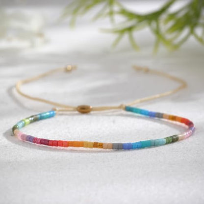 Adjustable Miyuki Beaded Bracelet for Women, Double Row Miyuki Beads | Miyuki beads, adjustable fit, braided construction, double-row design, party styling, bracelet jewelry for casual styling - color: colors05
