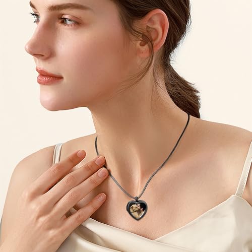 Oinsi Cremation Locket Necklace For Ashes Of Loved One Carry Photo Glass Memorial Urn Jewelry 316L Stainless Steel Keepsake Gifts - color: B-Customize Text