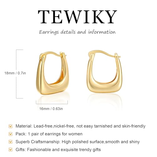 Chunky Gold Hoop Earrings for Women 14k Gold Plated Thick Triple Earrings | Hypoallergenic Trendy Chunky Gold Hoops Earrings,Dainty Jewelry Gifts for Women - style: Horseshoe-shaped earring