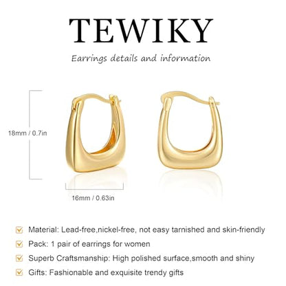 Chunky Gold Hoop Earrings for Women 14k Gold Plated Thick Triple Earrings | Hypoallergenic Trendy Chunky Gold Hoops Earrings,Dainty Jewelry Gifts for Women - style: Horseshoe-shaped earring
