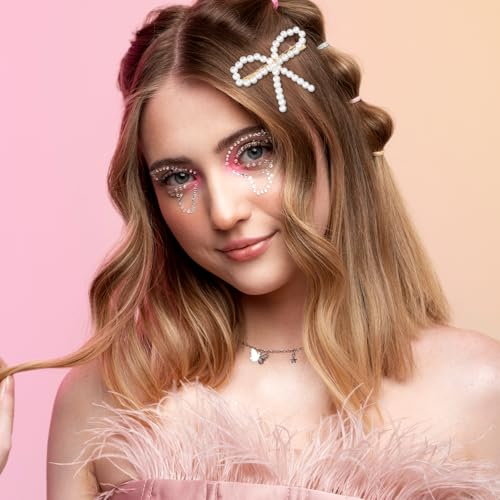 4Pcs Pearl Bow Hair Clips, Elegant Pearl Hair Accessories with Bow Design, Non-Slip Duckbill Clips for Women Girls, Perfect for Weddings, Proms, Parties, Daily Use
