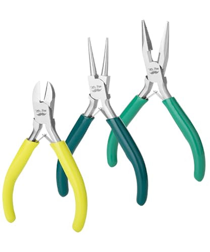 Mr. Pen- Pliers for Jewelry Making, 3 Pack, Chain Nose | Round Nose Pliers Set and Wire Cutter for Beading, Wire Wrapping, Jump Rings, Jewelry Repair, Crafting, DIY - color: Shades of Green