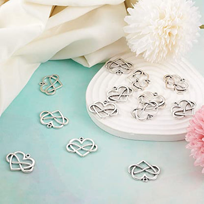 Cheriswelry Mini Heart Charms Enamel Love Heart Alloy Pendants Valentine Dangle Charms for DIY Earring Bracelet Necklace Jewelry Making - color: Heart with Infinity