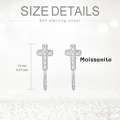 925 Sterling Silver Moissanite Huggie Half Hoop Earrings for Women - style: style 8