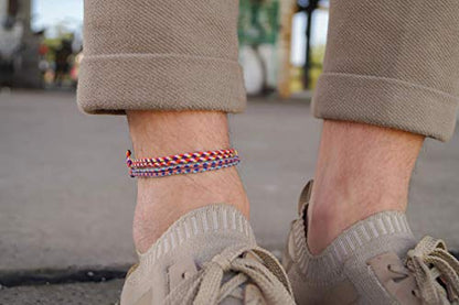 Made by Nami 2 Pcs Wave String Ankle Bracelets for Women Waterproof & Adjustable Thin Braided Anklet Surfer Boho Ankle Bracelet Set of 2 Beach Accessories - color: Multi Set