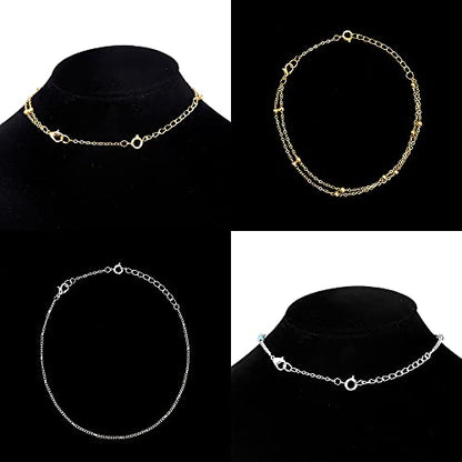 Softones 12-18Pcs Ankle Bracelets Extenders-Extension for Womens Jewelry(1 2 3 Inch),with Lobster Clasp and O-Clasp from Gold Silver Rose Gold - color: G:O-clasp 6-Gold 6-Silver