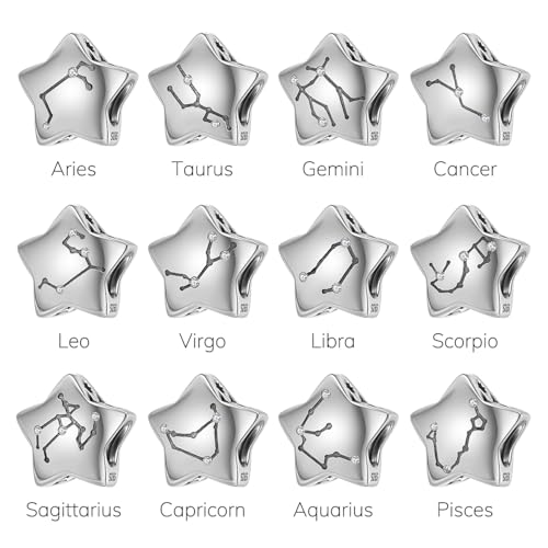 Constellation Charm 925 Sterling Silver Birthstone Bead for Pandora Charms Bracelet-Gift for Anniversary Birthday Christmas Day - color: Aries A