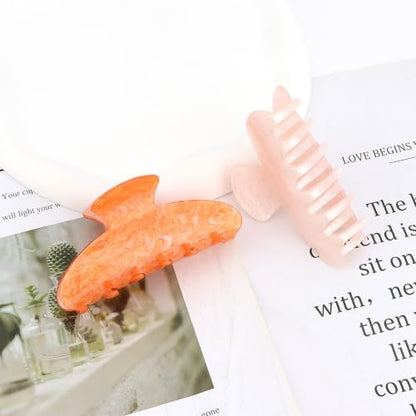 2Pcs Hair Claw Clips for Women Non-slip Hair Accessories Ideal Gift - color: Pink and Gradient Orange