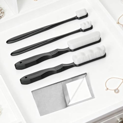 Jewelry Polishing Kit Cloth Set Brush Textile Polisher Tarnish Removal Crevice Detail Cleaning Suitable for Home wear Special Occasions