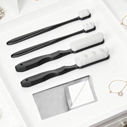 Jewelry Polishing Kit Cloth Set Brush Textile Polisher Tarnish Removal Crevice Detail Cleaning Suitable for Home wear Special Occasions