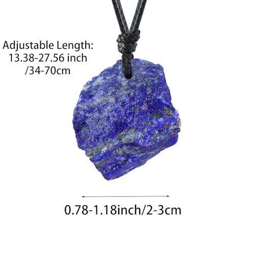 Natural Raw Crystal Necklace for Women Irregular Stone Necklaces Spiritual Gemstone Pendant with Adjustable Rope - color: A-Lapis Lazuli