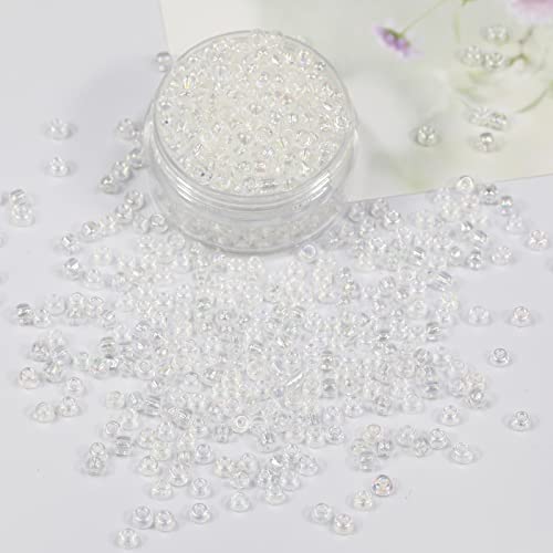 Bala&Fillic Raibow Clear 3mm Seed Beads About 3600pcs/100Grams in Bag, 8/0 Glass Craft Beads for Making Bracelet and Necklace (Raibow Clear) - color: Raibow Clear