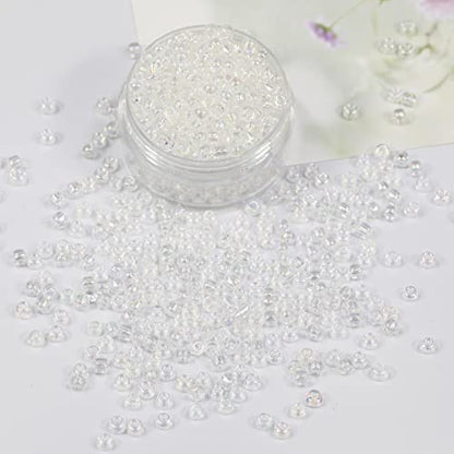 Bala&Fillic Raibow Clear 3mm Seed Beads About 3600pcs/100Grams in Bag, 8/0 Glass Craft Beads for Making Bracelet and Necklace (Raibow Clear) - color: Raibow Clear