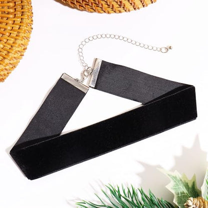 Velvet Choker Necklace for Women Goth Halloween Y2K Ribbon Collar Set - color: 2.54cm-12pcs-black