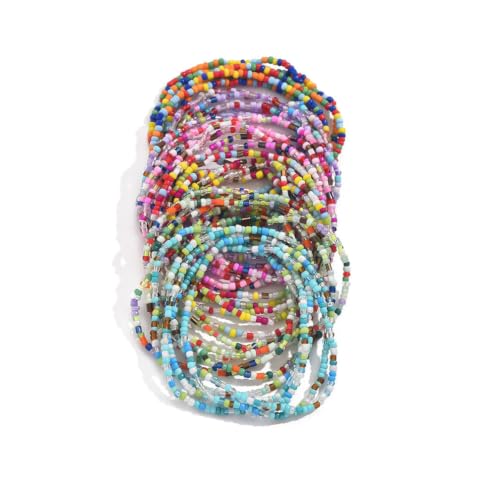 Boho Colorful Stackable Crystal Glass Beads Stretch Bracelets Multilayered Bracelets for Women Bohemian Jewelry - color: Colors 30pcs