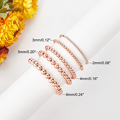 PH PandaHall 300pcs Rose Gold Plated Beads, 5 Sizes Round Spacer Beads Seamless Smooth Ball Bead Long-Lasting Spacers for Bracelet Necklace Earring Jewelry Making DIY Crafts (2mm, 3mm, 4mm, 5mm, 6mm) - color: Rose Gold