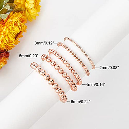 PH PandaHall 300pcs Rose Gold Plated Beads, 5 Sizes Round Spacer Beads Seamless Smooth Ball Bead Long-Lasting Spacers for Bracelet Necklace Earring Jewelry Making DIY Crafts (2mm, 3mm, 4mm, 5mm, 6mm) - color: Rose Gold
