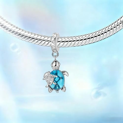 Gold Flower Family Charms for Bracelet Bead Charm for Women Jewelry Present - style: Blue Sea Turtle