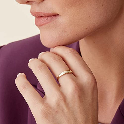 PAVOI 14K Gold Plated Chunky Signet Ring for Women | Women's Stackable Bands - color: Yellow Gold, size: 5