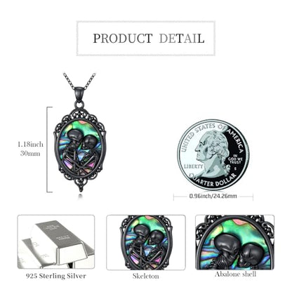 Sterling Silver Halloween Necklace Gothic Jewelry Gifts for Women Men - style: Cameo-Skeleton