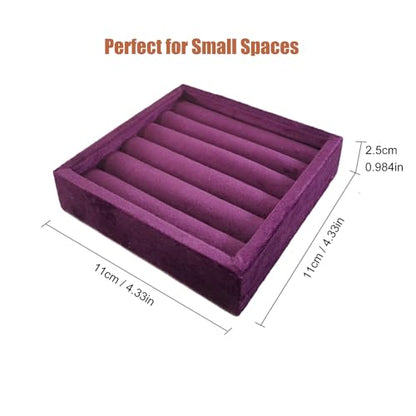 SCIKHETF Velvet Ring Earrings Studs organizer Tray Small Ring Insert Display Tray 5 Slots Stackable (Purple) - color: Purple
