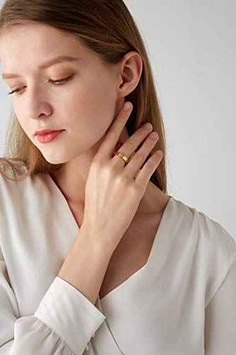 PDWZNBA Love Friendship Ring 18K Gold-Plated Stainless Steel Promise Ring Wedding Band Jewelry Birthday Gifts for Women - color: Ogold