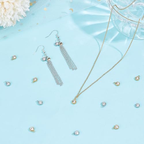 UNICRAFTALE Rhinestone Charm Stainless Steel Link Charms Crystal Charm Glass Connector Charms Diamond Connectors Birthstone Charms Metal Linking Charm for Jewelry Making