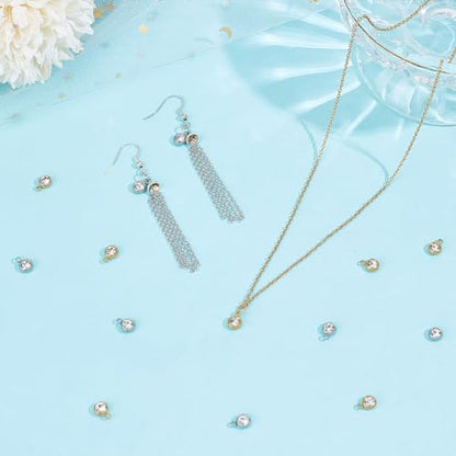 UNICRAFTALE Rhinestone Charm Stainless Steel Link Charms Crystal Charm Glass Connector Charms Diamond Connectors Birthstone Charms Metal Linking Charm for Jewelry Making
