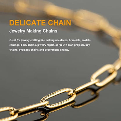 KYUNHOO 5M Gold Plated Stainless Steel Paperclip Chain for Jewelry Making | 12mm Paper Clip Link Chain Spool Embossed Jewelry Chains for Crafts with Lobster Clasps Jump Rings Accessories - color: Embossed Paperclip Gold