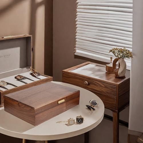 High-end Solid Wood Jewelry Storage Box Ladies Retro Wooden Necklace Jewelry Bracelet Watch Display Box Handmade Wedding Birthday Anniversary Jewelry Collection Box(Single layer) - size: single layer